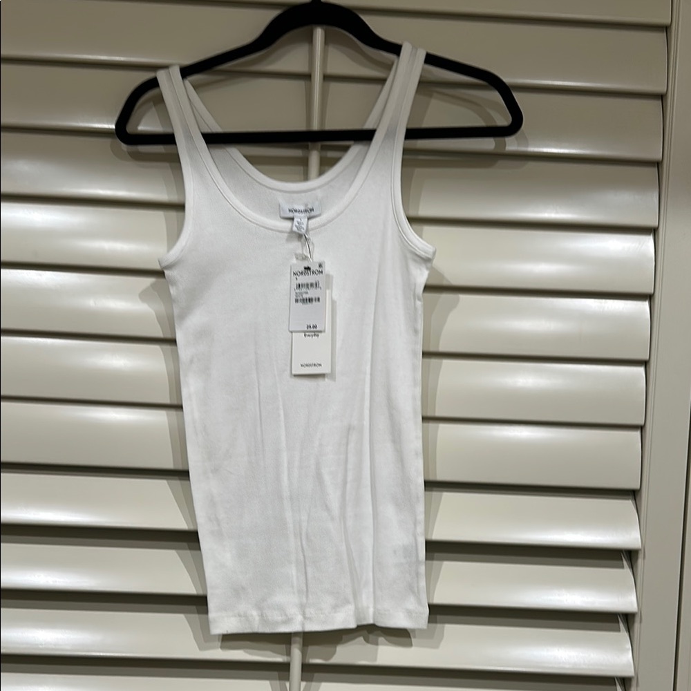 Nordstrom Size S White Fitted Ribbed Knit Tank Top